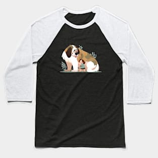 Cute Saint-Bernard Dog Animal Loving Cuddle Embrace Children Kid Tenderness Baseball T-Shirt